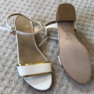 Stuart Weitzman Women’s White & Gold Heels 8.5